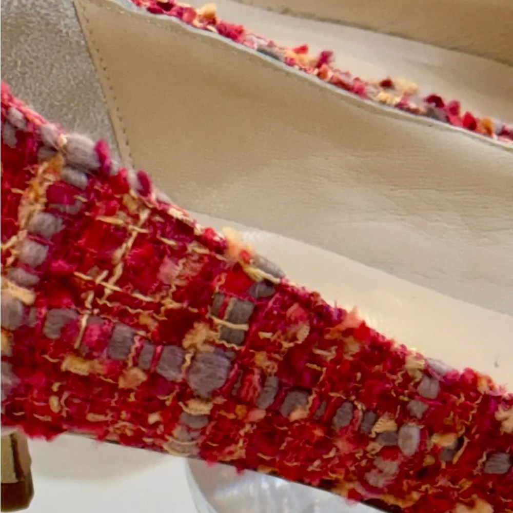Butter Red Tweed Loafers with Gold Accent - Picture 3 of 6